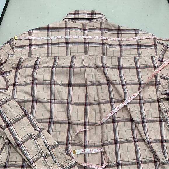 Wrangler George Strait Button Down Shirt Size Large Tan Plaid Men - Picture 8 of 8